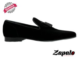 Moss London Black Velvet Telvet Loafer SH379