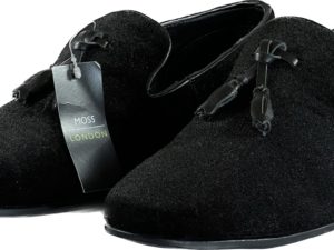 Moss London Black Velvet Telvet Loafer SH379