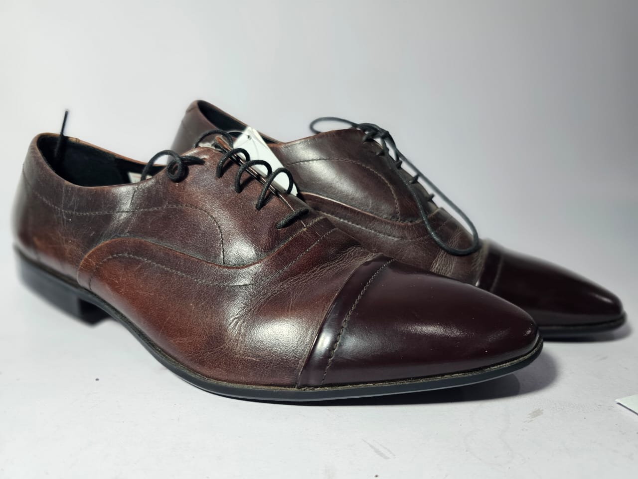 ASOS Men's Brown Leather Cap Toe Oxford Shoes - Image 3