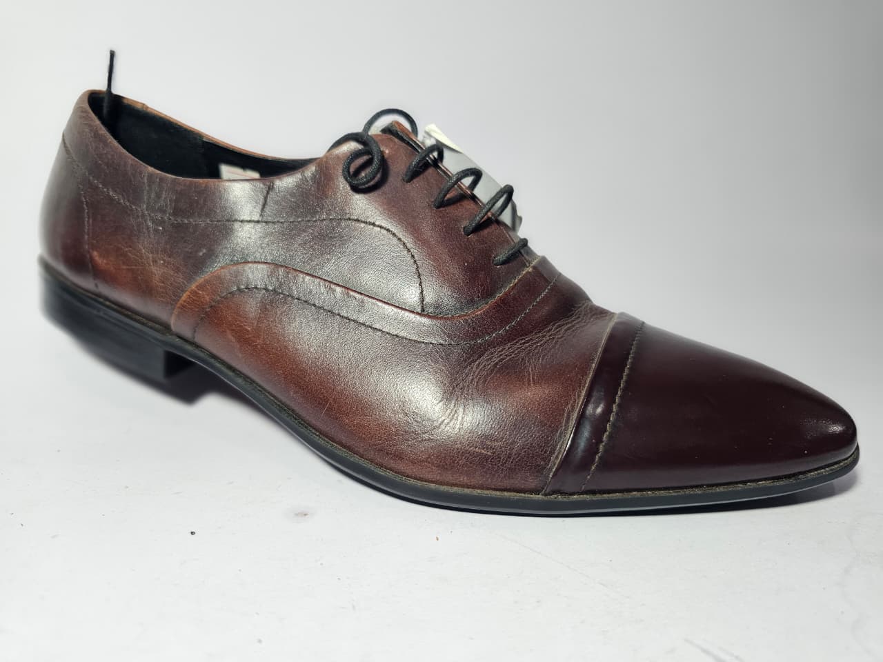 ASOS Men's Brown Leather Cap Toe Oxford Shoes - Image 6
