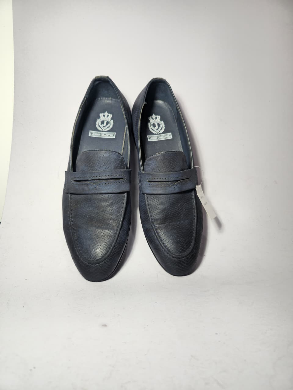 London Collection Navy Perforated Penny Loafers - Image 3
