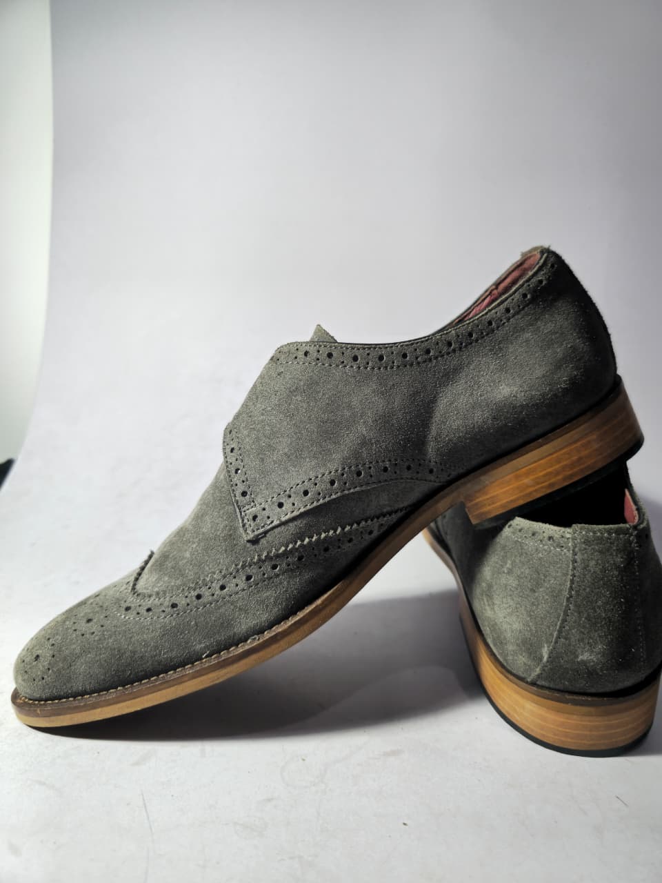 Grey Suede Single Monk Strap Brogues (UK 7.5) - Image 2