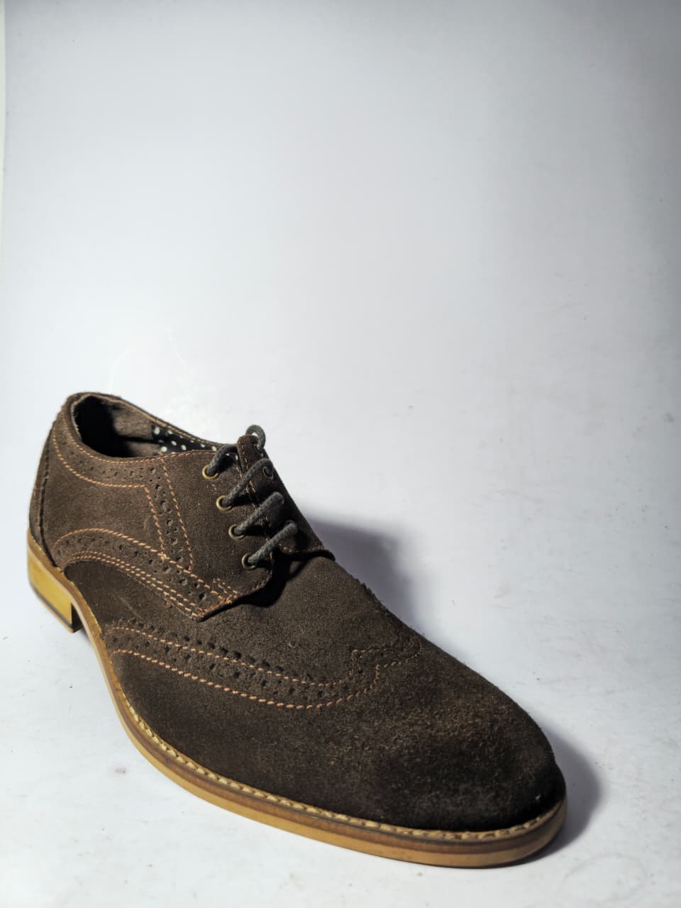 HX London Brown Suede Wingtip Dress Shoes - Image 3