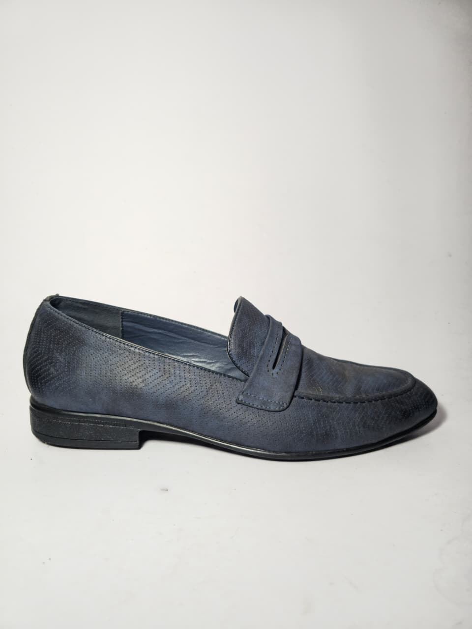 London Collection Navy Perforated Penny Loafers - Image 4