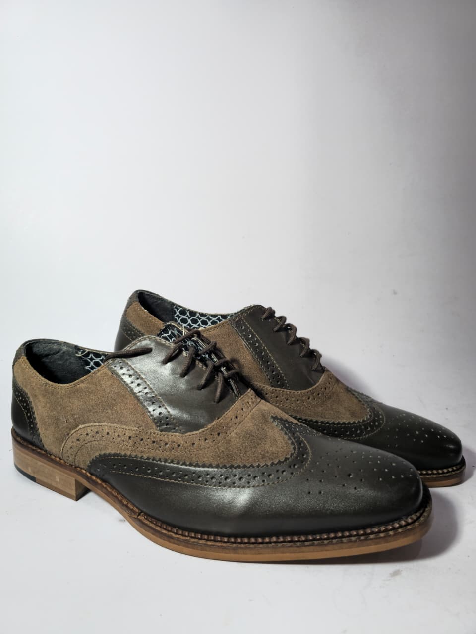 REDFOOT Two-Tone Brown Leather & Suede Wingtip Brogues - Image 5
