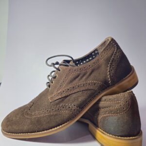 HX London Brown Suede Wingtip Dress Shoes