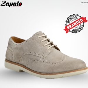 Clarks Light Grey Suede Wingtip Brogue Shoes