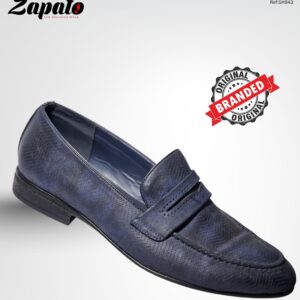 London Collection Navy Perforated Penny Loafers