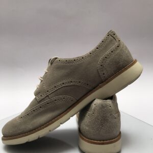 Clarks Light Grey Suede Wingtip Brogue Shoes