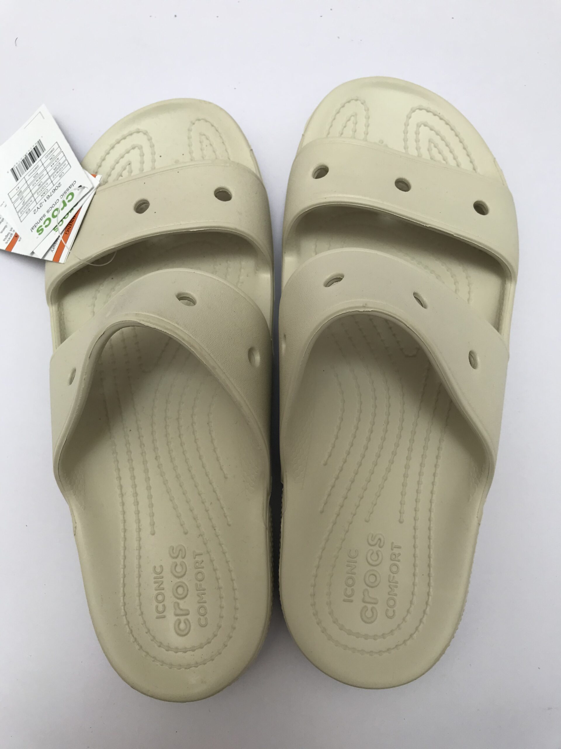 CROCS Classic Beige/Bone Two-Strap Comfort Slides - Image 3