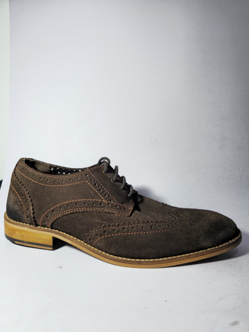 HX London Brown Suede Wingtip Dress Shoes - Image 4