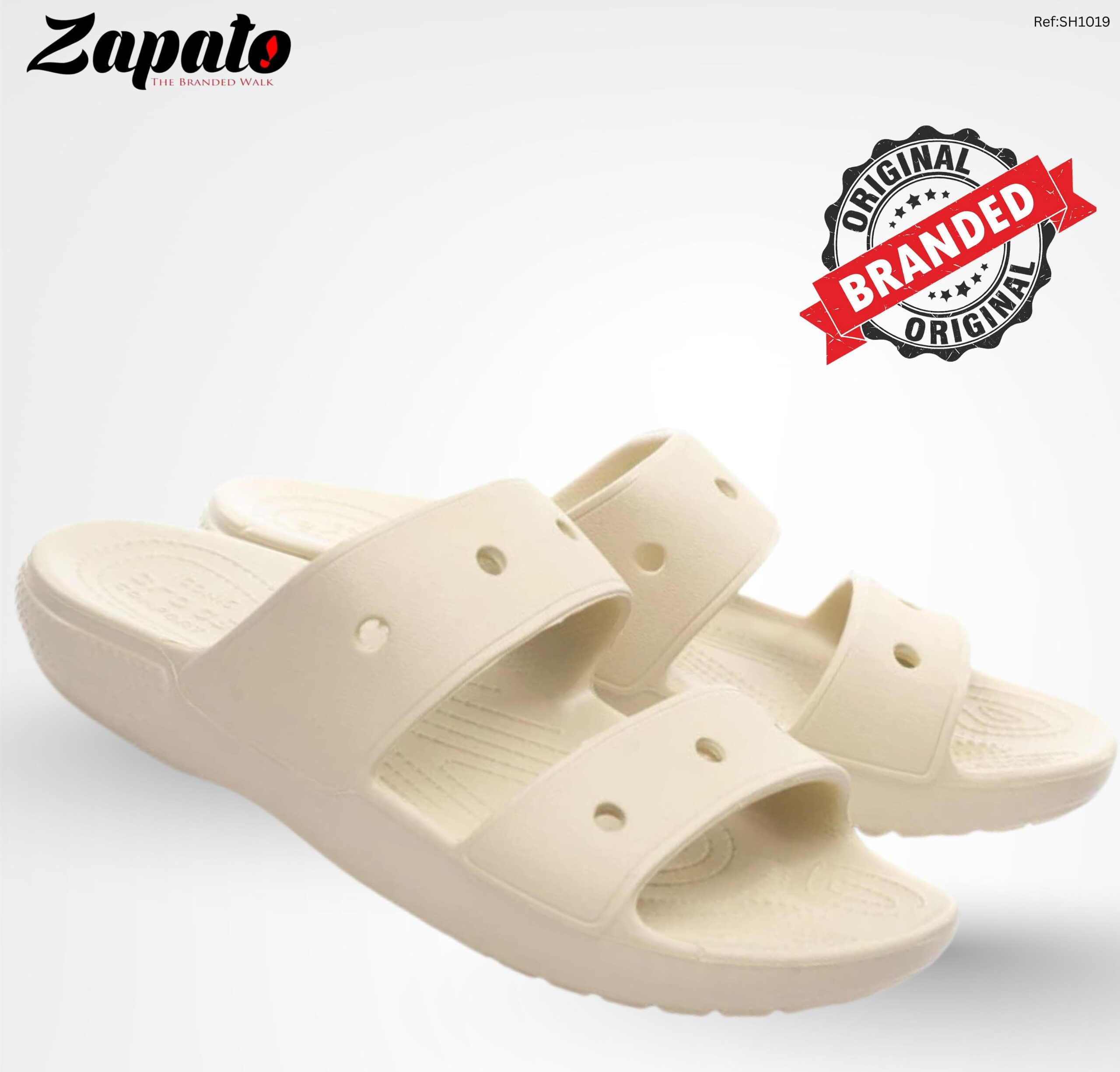 CROCS Classic Beige/Bone Two-Strap Comfort Slides