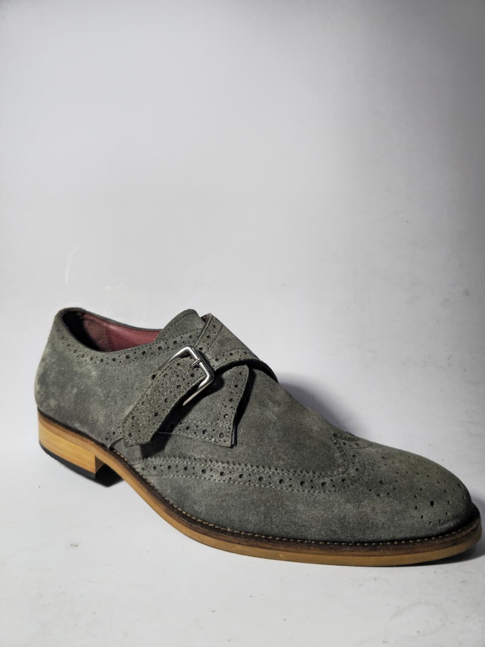 Grey Suede Single Monk Strap Brogues (UK 7.5) - Image 3
